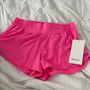 High waisted dark prism pink hotty hot shorts